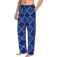 thumbnail image 2 of Balery Men'S Blue Gold Grid Lantern Shapes Pants,Sleepwear Pants,Pajama Pants,Pj Bottoms Drawstring And Pockets-Small, 2 of 9