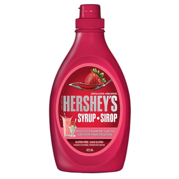 Hershey's Syrup Delicious Strawberry Flavor, 472mL/16 fl. oz. Bottle {Imported from Canada}