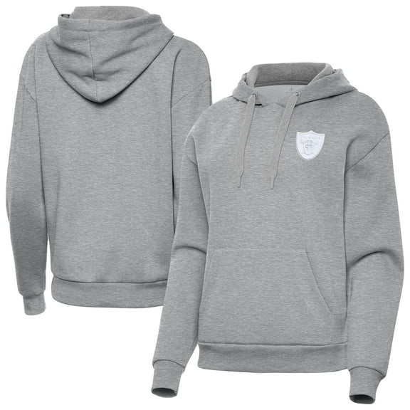 Women's Antigua  Heather Gray Las Vegas Raiders Victory Pullover Hoodie