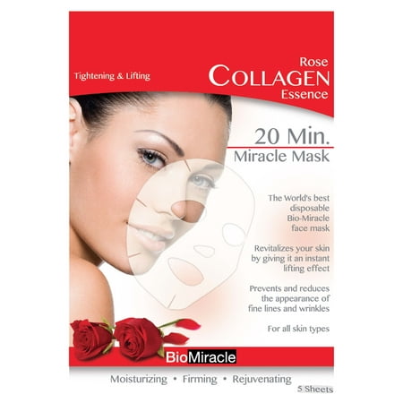 Bio-Miracle Anti-Aging & Moisturizing Face Mask, Rose, 5 Ct