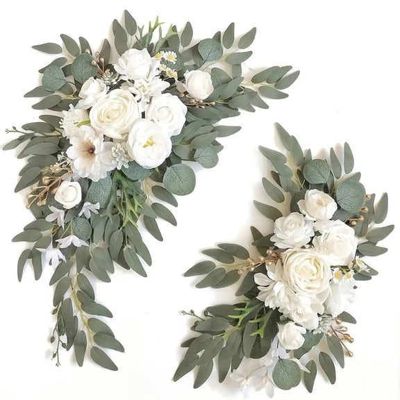 JoyMoreHome Faux Flower Decoration Set of 2, Durable Artificial Flower Sign, for Wedding, Party, Birthday, Reception