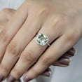 thumbnail image 3 of Antique Green Amethyst Ring in 925 Sterling Silver, Cushion Cut Art Deco Prasiolite Bezel Ring, February Birthstone Jewelry Gift for Women, 3 of 8