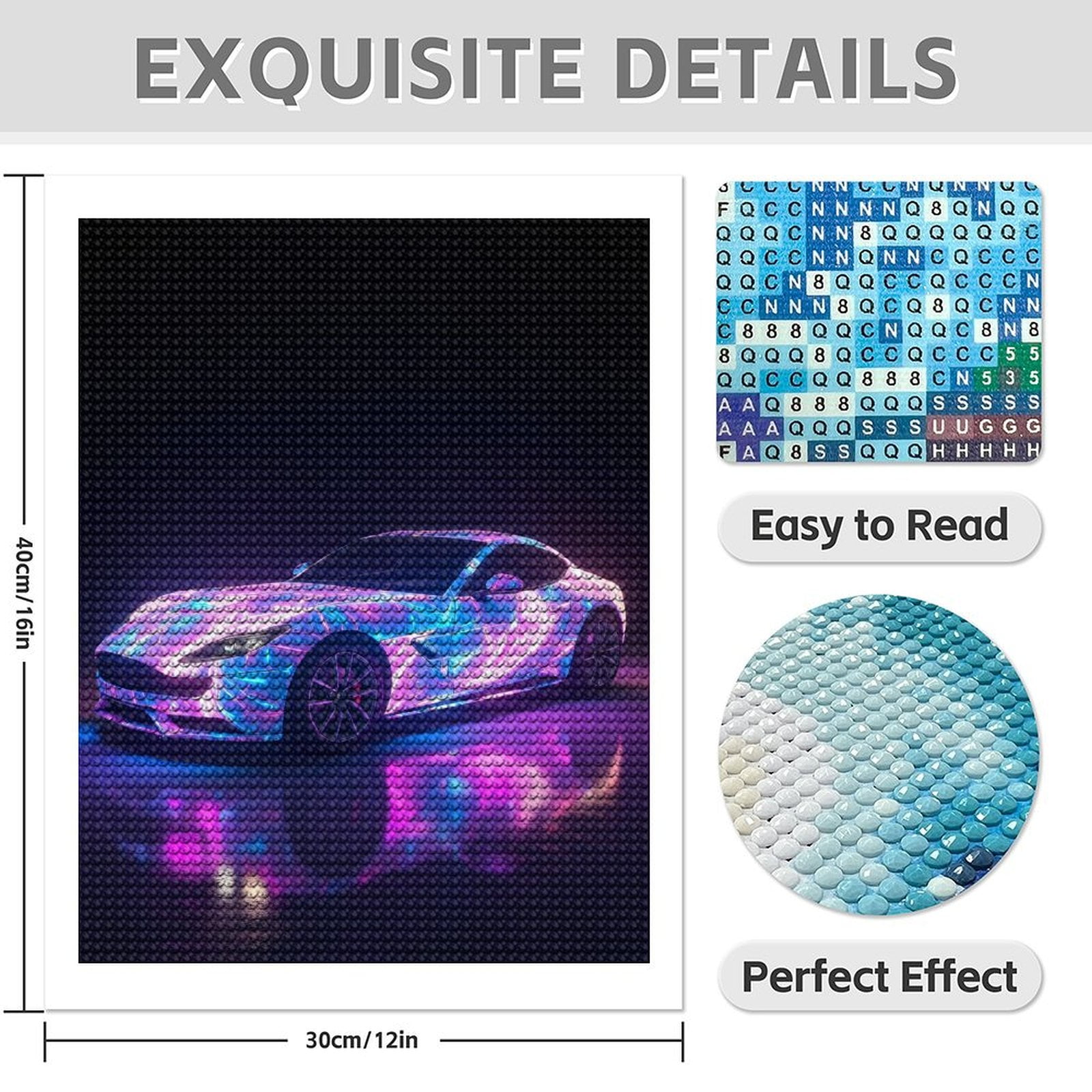 Diamond Art Kits for Adults - 5d Neon Sports Car Night Lights Diamond Painting for Adults, Diamond Art for Adults Beginners, Diamond Painting Kits for Adults for Home Wall Decor