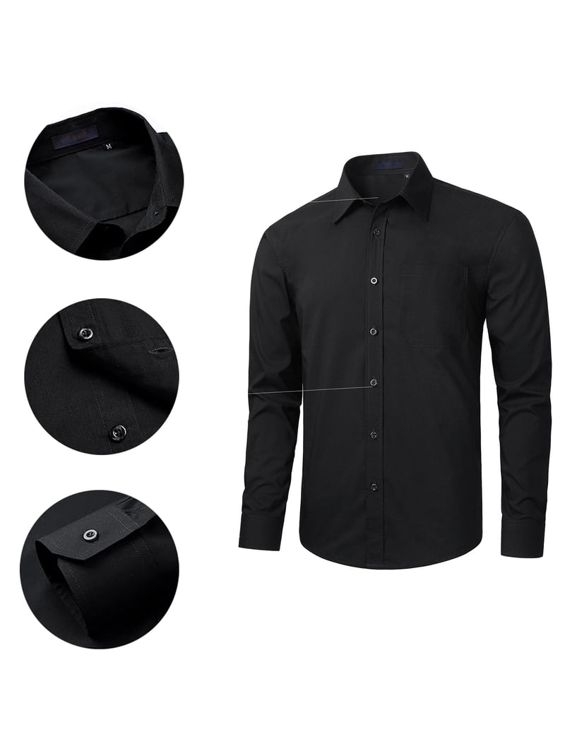 mens black dress shirt walmart Men's Black Button Down Shirts Casual and Dress