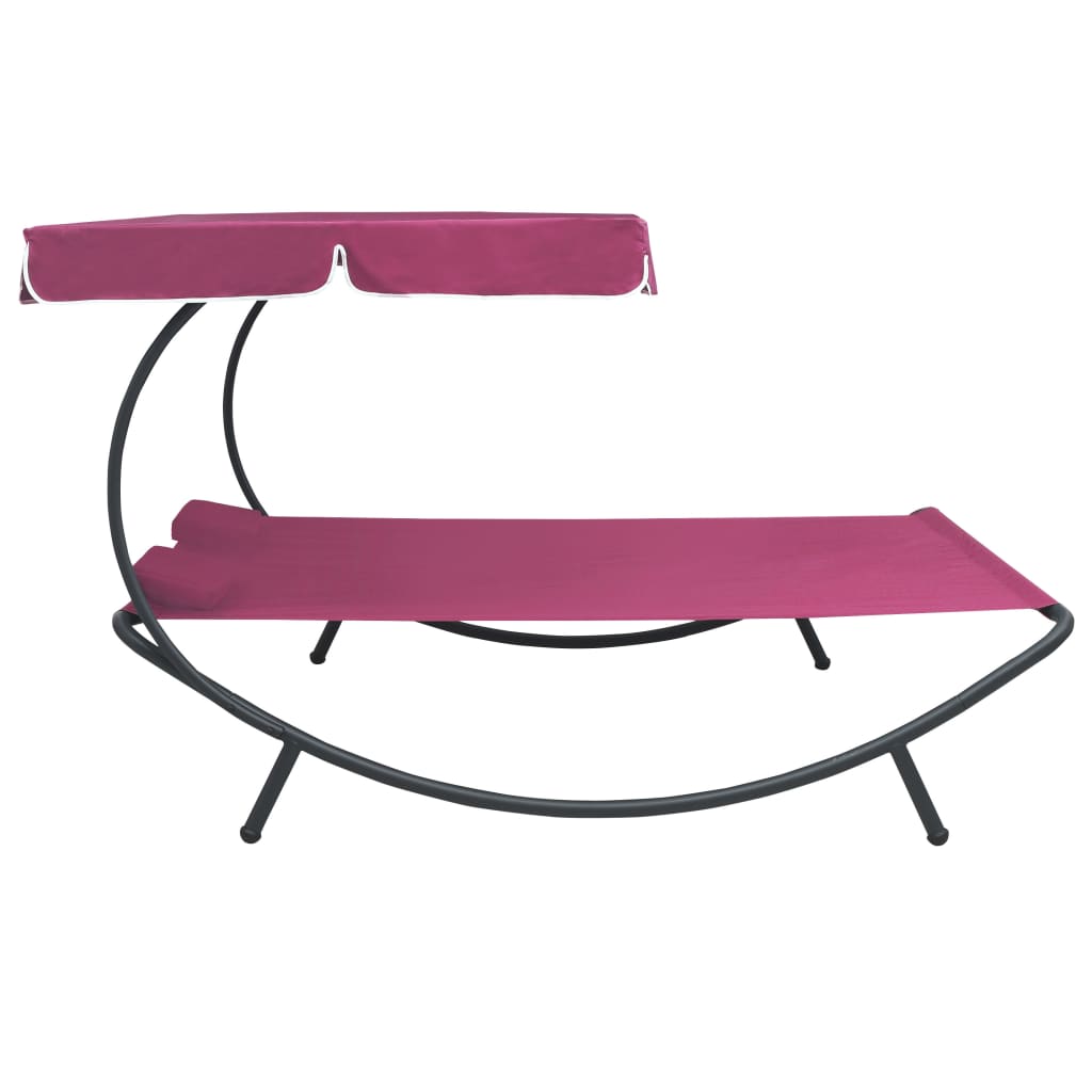 Patio Double Chaise Lounge Sun Bed with Canopy and Pillows,Outdoor Daybed Reclining Chair (Pink) - image 3 of 7