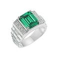 thumbnail image 3 of RYLOS Men's Rings 14K White Gold Designer Style 10X8MM Emerald Cut Shape Gemstone & Diamonds Emerald May Birthstone Rings For Men Size 13, 3 of 4