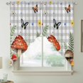 thumbnail image 2 of Spring Mushrooms Swag Valances for Windows, Kitchen Window Curtains Over Sink, Farmhouse Pastoral Botanical Gray Plaid Window Treatment Curtains for Living Room/Bedroom Curtains 2 Panel Sets 36"x45", 2 of 8