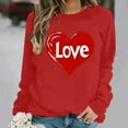 thumbnail image 4 of Xdegoge Oversized Sweatshirt for Women Valentine's Day Heart Printed Long Sleeve Crew Neck Casual Hoodless Sweatshirt Fashion Dressy Tops Holiday Shirts, 4 of 5