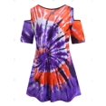 thumbnail image 2 of Panel de encaje Tie Dye Shoulder abierto más tamaño superior Rosegal  Camisetas tallas grandes, 2 of 5