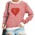 thumbnail image 5 of Craaazy Valentines Tops for Women Loose Striped Crew Neck Long Sleeve Shirts Gifts, 5 of 6