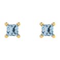 thumbnail image 3 of Clara Pucci 0.5Ct Blue Princess Cut VVS1 Push Back Stud 18k Solid hypoallergenic Gold Designer Earrings For April, 3 of 7