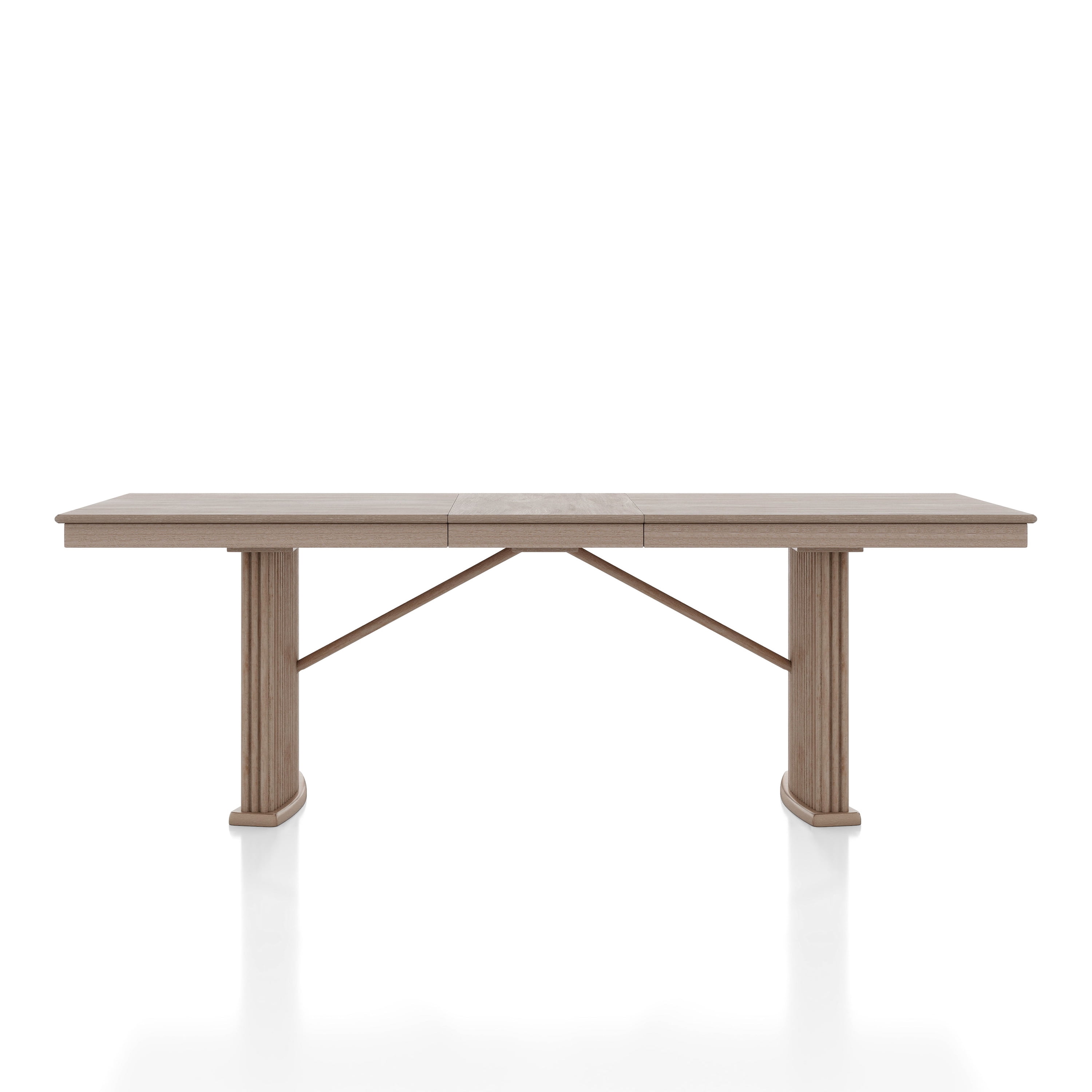 Furniture of America Flin Extendable Solid Wood 90-inch Dining Table, Natural Ash