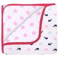 thumbnail image 4 of Bacati Nautical Whales/Boats/Stars Girls Pink/Navy 100 Percent Cotton Breathable Muslin 3pc Crib Set with 4 Layer Lux Breathable Muslin Blanket Crib Fitted Sheet and Crib Skirt For US Standard Cribs, 4 of 4