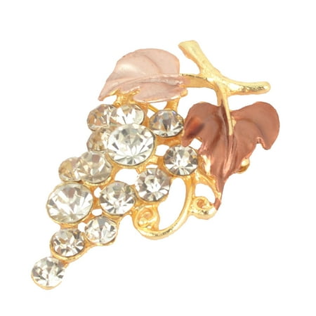 Designer Flowers Brooch - Unique Bargains Salmon Pink Shiny Rhinestone Metal Flowers Bunch Breastpin Brooch for Ladies