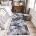 thumbnail image 4 of 2'x6' Rug Runners for Hallways Kitchen, Brown Gray Geometric Non Slip Entryway Beside Floor Carpet Runner, Modern Abstract Art Block Washable Laundry Room Bedroom Throw Rugs Mat for Family Pet, 4 of 8