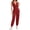 Burgundy, variant on Sleeveless Deep V Neck Women Halter Backless Jogger Jumpsuit with Pocket