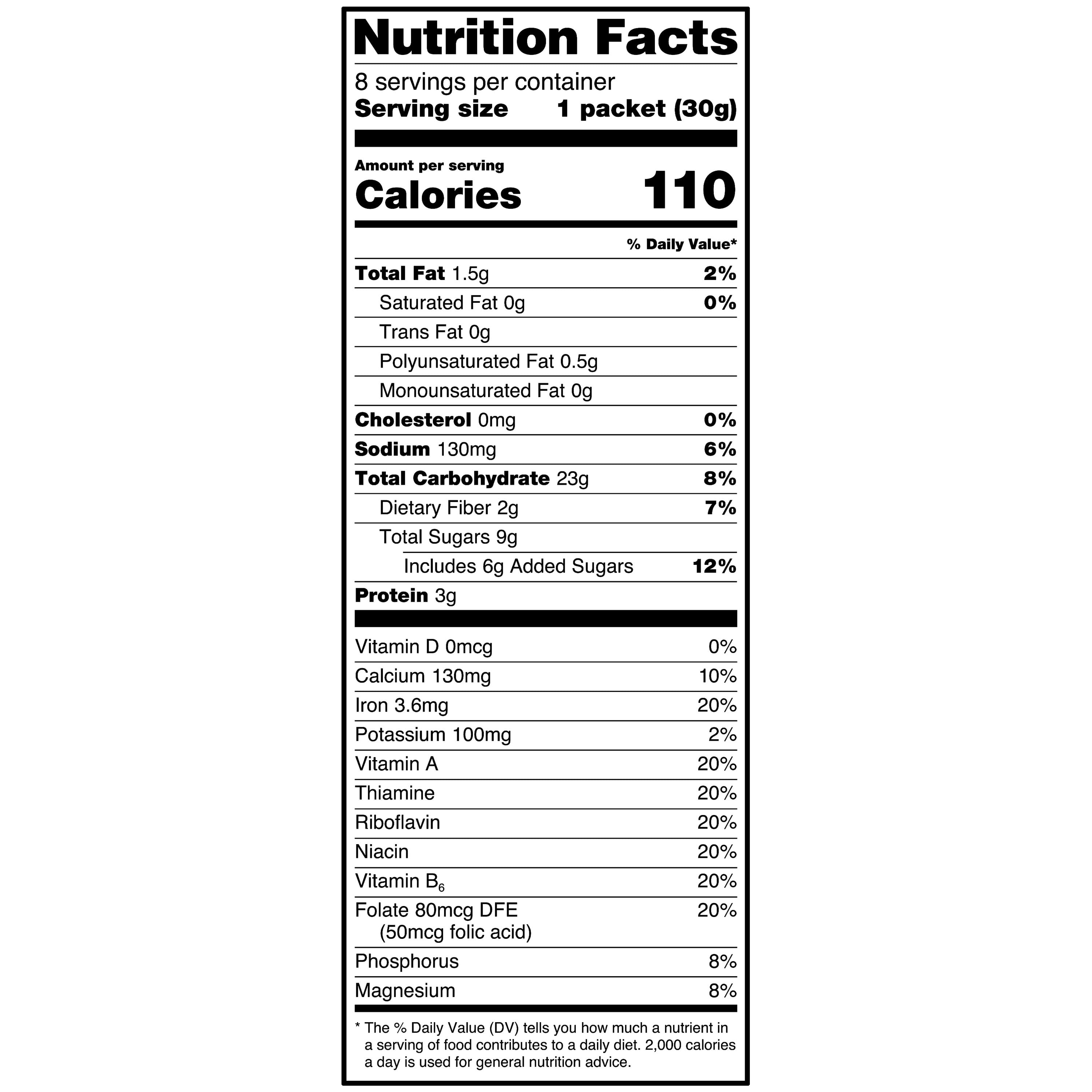 Great Value Peaches & Cream Instant Oatmeal, 1.05 oz, 8 Count