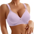 thumbnail image 2 of Lixiuxyad Women's Front Closure Floral Lace Bra Comfortable Support Underwire T Shirt Bralette Soft Wireless Everyday Wear,Bras for Women Purple 36, 2 of 7