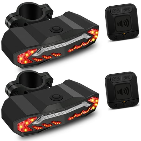 GREENCYCLE Smart Bike Tail Light with Turn Signals Bike Brake Light USB Rechargeable Safety Warning Cycling Light IP65 Waterproof Anti-theft Suitable for Almost All Bicycles E-Bikes E-Scooters 2Pk