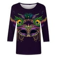 thumbnail image 4 of QATAINLAV Mardi Gras Shirts for Women Carnival Party Tunic Blouses 3/4 Sleeve 3D Print Casual Fashion Shirts Tops Multicolor L, 4 of 6