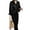 Black, variant on ZANZEA Women Full Sleeve V-Neck Lapel Collar Wrap Dress Long Dresses
