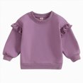 thumbnail image 5 of zuwimk Girls Long Sleeve T Shirts Kids Crewneck Fall Winter Tops Basic Tees(2-3 Years,Purple), 5 of 6