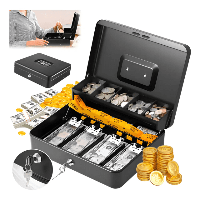 Caja De Dinero Seguridad 2 Capas De Metálica 30*24*9cm Xtellar negro