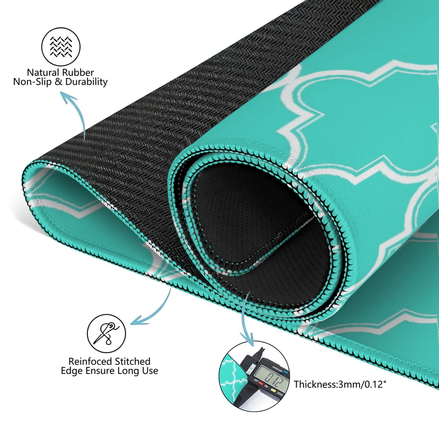 Classic Boho Pattern Non-Slip Game Room Mat 31.5 Inch Square Rubber Mahjong Playing Surface with Noise Dampening for Card Games and Board Game Nights