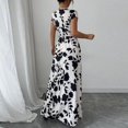 thumbnail image 4 of MORTTIC Women's Floral Print V-Neck Maxi Dress with Elastic Waist Bohemian Summer Casual Long Dress White，S, 4 of 7