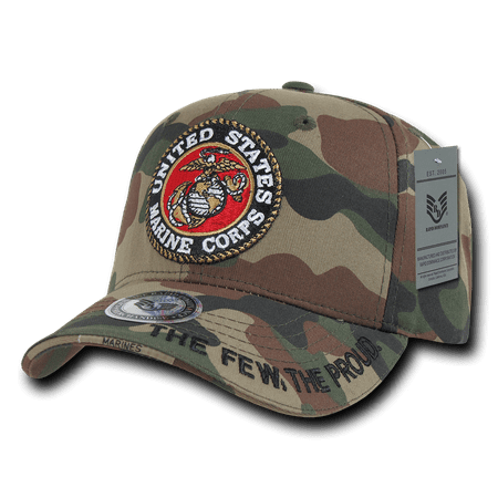Rapid Dominance US Marines Logo 3D Text Woodland Camo Camouflage Military Baseball Ball Caps Hats