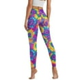 thumbnail image 2 of Renewold Tie-dye Violet Yellow Pocket Yoga Pants for Women Tummy Control Active Yoga Pants Butt Lifting Stretchy Comfy Leggings Sportswear Running Tights Ankle Leggings, L, 2 of 8