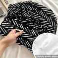 thumbnail image 4 of Queen Size Fitted Sheet Set - Black White Striped 3 Piece Bedding Sets 16" Deep Pocket Fitted Sheet with 2 Pillowcases, Abstract Modern Art Irregular Stripe Brushed Microfiber Hotel Luxury Bed Sheets, 4 of 9
