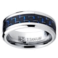 thumbnail image 2 of Metal Masters Mens Titanium Ring Wedding Engagement Band Black Blue Carbon Fiber Inlay 8mm, 2 of 6
