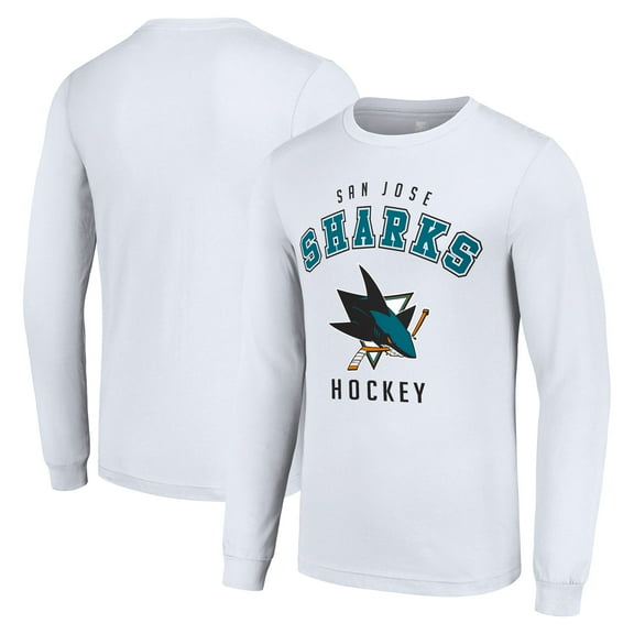 Men's Starter White San Jose Sharks Logo Long Sleeve T-Shirt