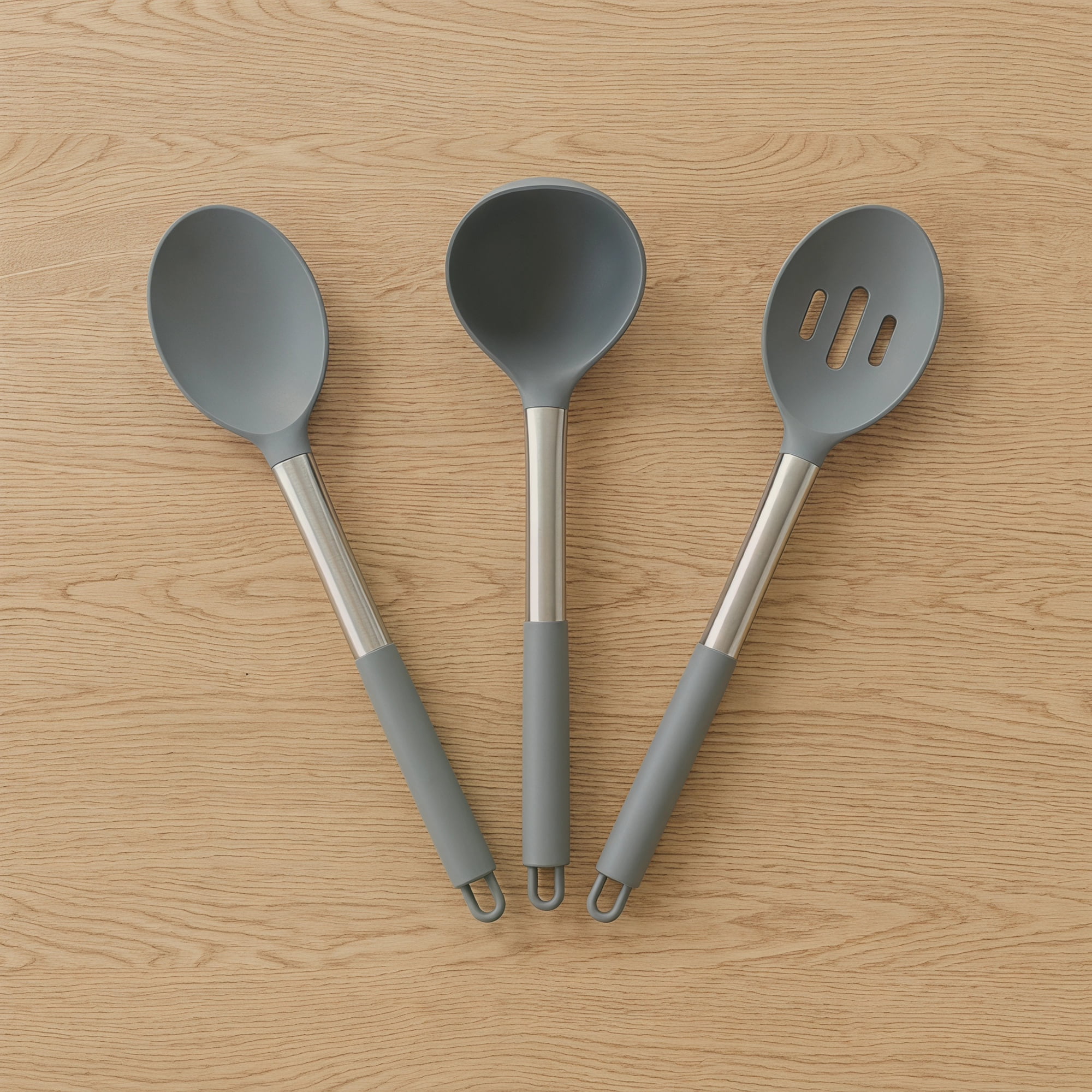 Unique Bargains 3Pcs Silicone Non Stick Cookware Cooking Utensil Set Grey