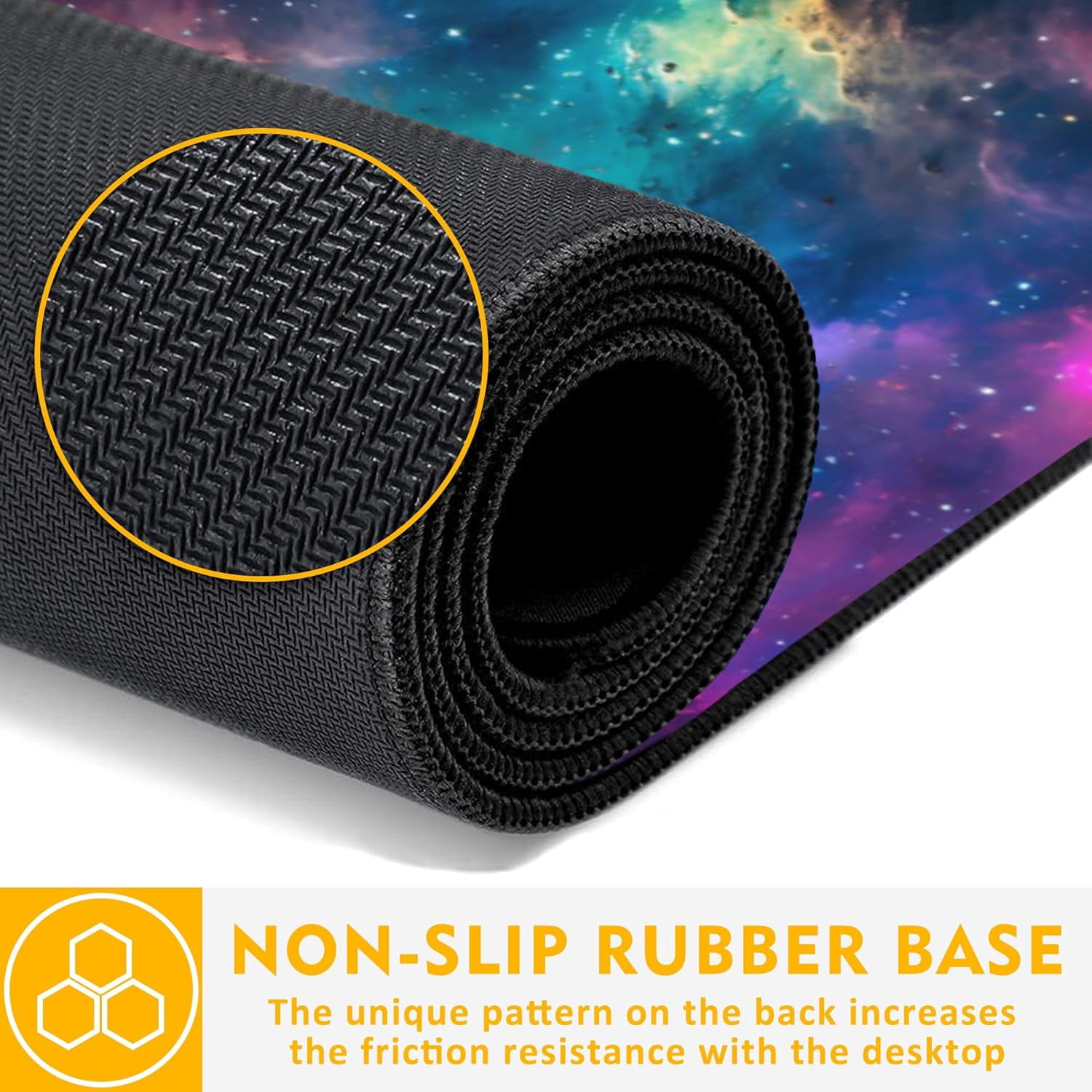 Desk Mat,Cosmic Aurora Line Gaming Mouse Pad,31.5""X15.7"" Large Desk Pad with Stitched Edge Non-Slip Base Keyboard Big Mouse Pad for Office Home Work Gaming, WDQ-D06