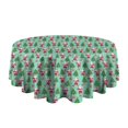 thumbnail image 5 of Light Blue Christmas Santa and Tree Pattern Round Tablecloth 60"x60",Wrinkle Wipeable Table Cloth for Kitchen Dining Room Picnic Patio Party, 5 of 6