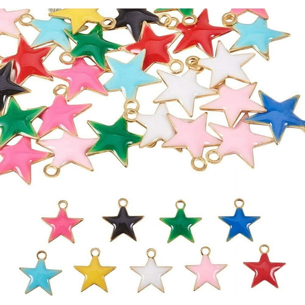 45 colgantes de estrella en 9 colores, pequeños dijes de esmalte para collares, pulseras, pendientes y creación de bisutería.