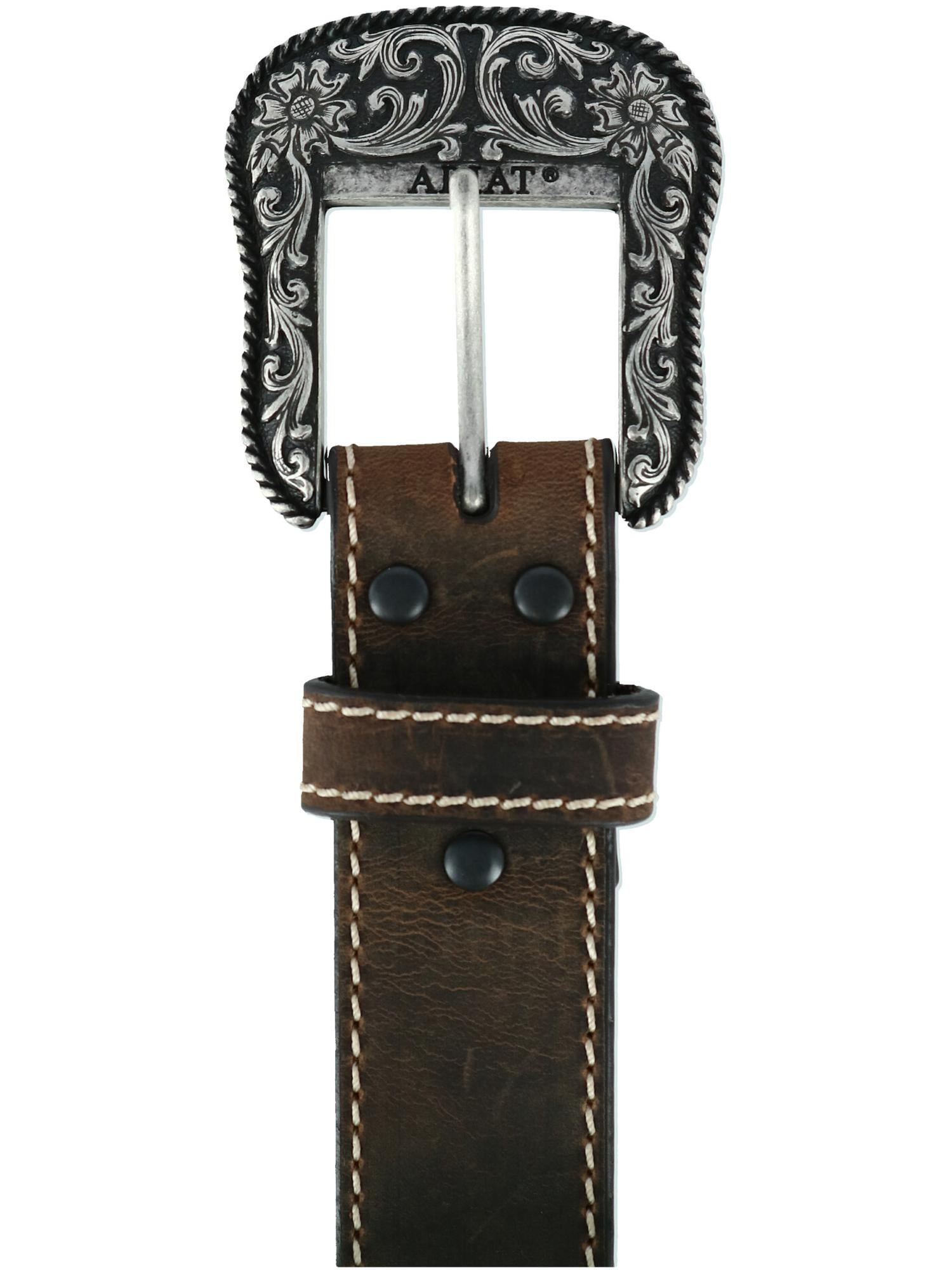 ariat women's leather belt with engraved buckle