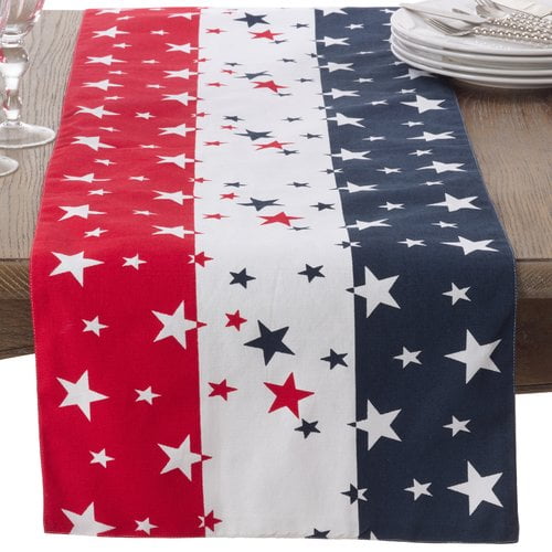 Saro American Flag Cotton Table Runner