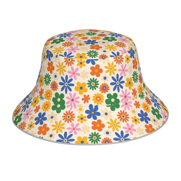 Balery Groovy Daisy Flowers Sun Hats for Men Women Bucket Hat UPF 50  Buckey Hat Boonie Hat Foldable UV Protection Hiking Beach Fishing Summer