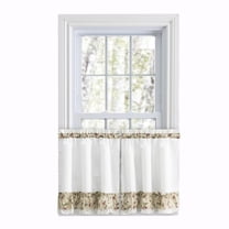 Ellis Curtain Cherries Ruffled 1.5" Rod Pocket Window Curtain Tiers 58"x30" Natural