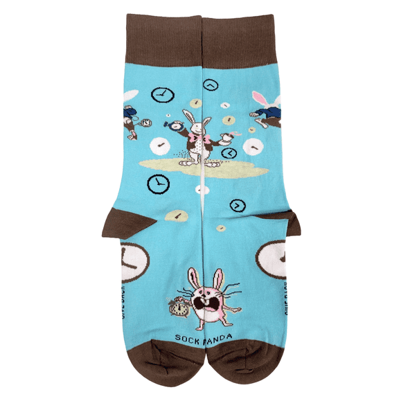 Time Bunny Rabbit Socks from the Sock Panda (Adult Large - Men's Shoe Sizes 8-12)