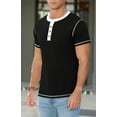 thumbnail image 4 of Iceglad Mens Henley Short Sleeve T-Shirt Cotton Lightweight Button T-Shirts Basic Casual Shirts Black M, 4 of 10