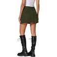 thumbnail image 3 of INSPIRE CHIC Women's Side Slit High Waisted A-Line Mini Denim Skirts L Army Green, 3 of 6