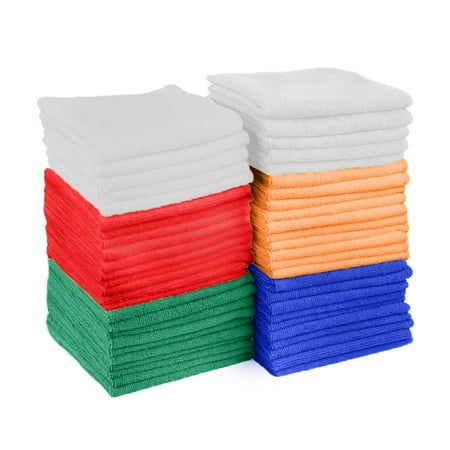 

Gifts for Christmas Household Cleaning Supplies Microfiber Cleaning Cloths – Pack Of 50 Towels Blue Red White Green Orange