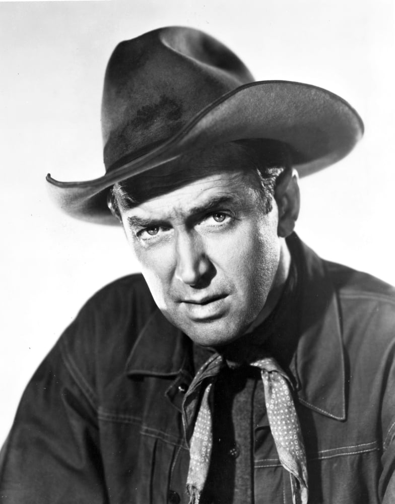 James Stewart Portrait in Black Collar Shirt and Polka Dot Neckerchief