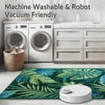 thumbnail image 5 of ODIKA 3'x5' Machine Washable Non-Slip Area Rug, Eclectic Tropical Floral Motif High Traffic Rug with Pad, Blue, 5814, 5 of 8