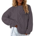 thumbnail image 2 of Womens Oversized Round Neck Pullover Knit Sweater Soft Warm Casual Fall Winter Everyday Wear Comfortable Outfit, 2 of 6