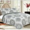 3-Piece Modern Trellis Petals Reversible Bedspread Coverlet Quilt Set with Shams